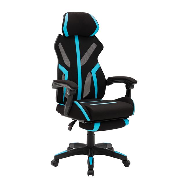 BF9000 Πολυθρόνα Gaming Relax Mesh - Ύφασμα Μαύρο - Pu Μπλε